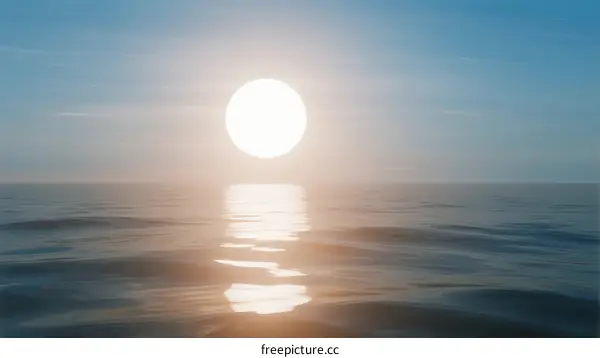 The Bright Sun Shining Over Calm Ocean Surface