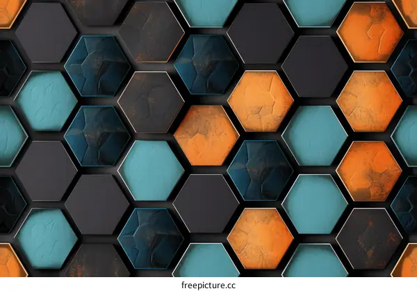 Black, Blue, and Orange Hexagons