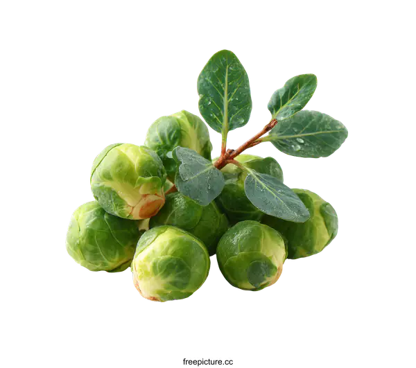 [Transparent Background PNG]Fresh Brussels Sprouts with Leaves