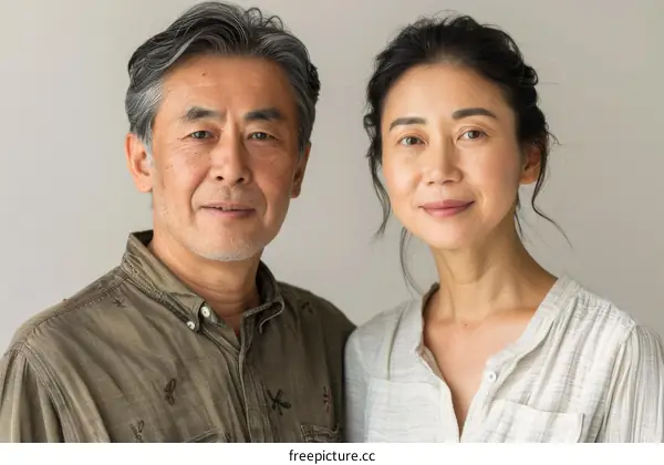 Portrait of a happy Japanese couple