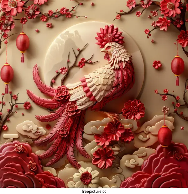 Soaring Phoenix with Grace and Auspiciousness