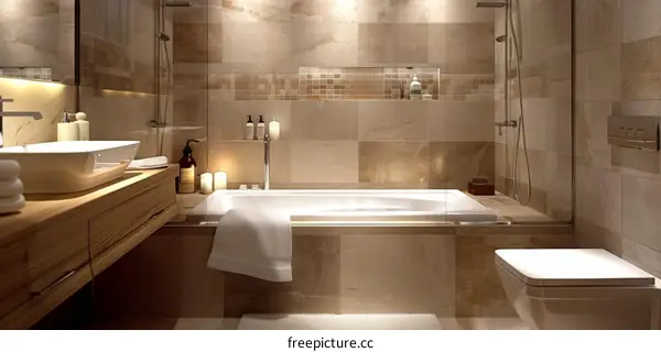 Modern Beige Bathroom Interior Design