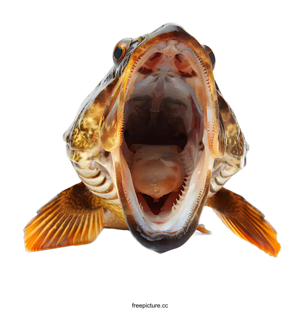 [Transparent Background PNG]Fish with Open Mouth on White Background