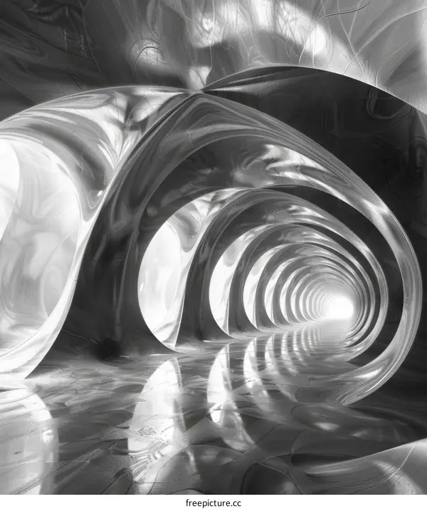 Futuristic Black and White Tunnel