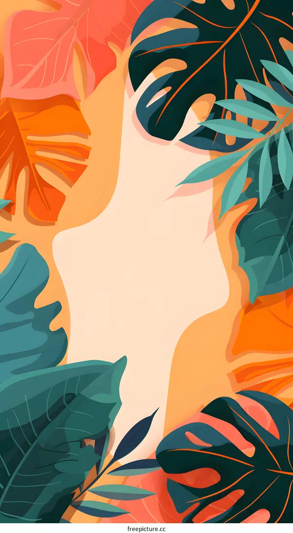 Tropical Leaves Frame Background Illustration