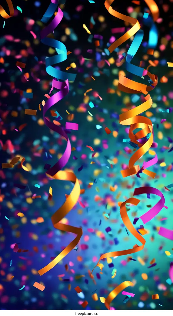 Colorful Confetti and Ribbons Festive Background