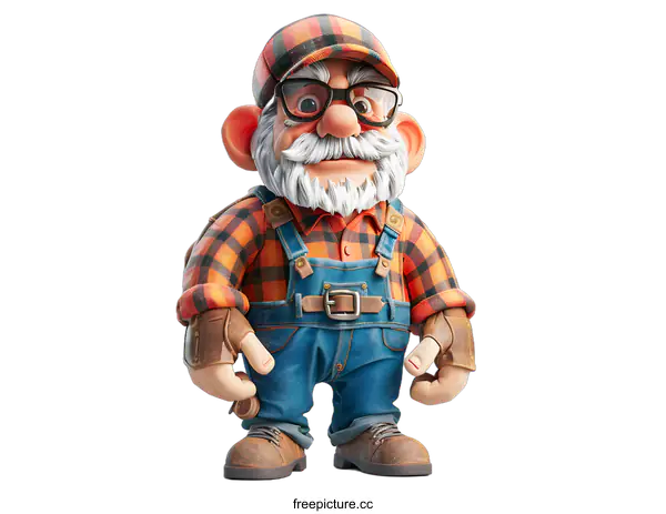 [Transparent Background PNG]3d rendering of a cartoon lumberjack