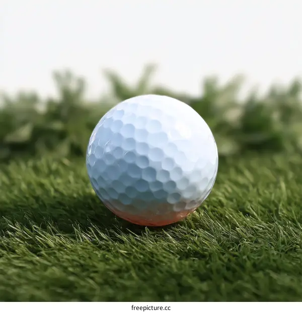 Golf Ball on Green Grass Closeup