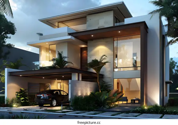 Modern House Design with Outdoor Lighting