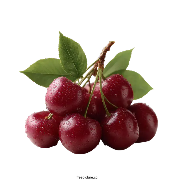 [Transparent Background PNG]Fresh Cherries with Dew Drops