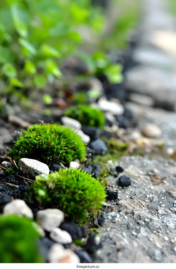 Green Moss Growing on Stones