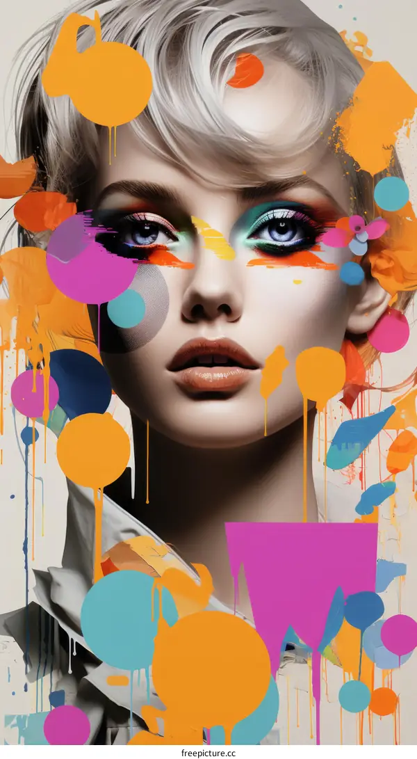 Colorful and Bold: Woman with Purple Hair and Geometric Glasses