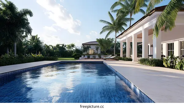 Tropical Villa with Swimming Pool and Lush Greenery
