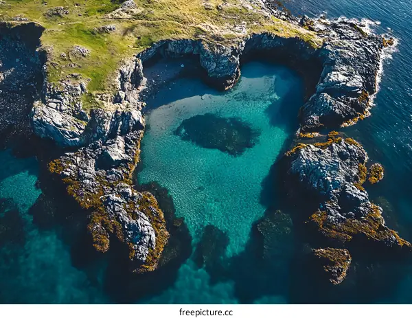Aerial View of a Small Cove in the Ocean