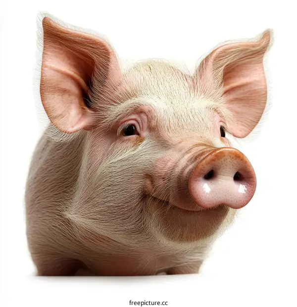 Close Up of a Cute Piglet on White Background