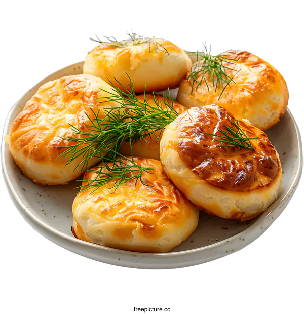 [Transparent Background PNG]Freshly baked buns on a plate