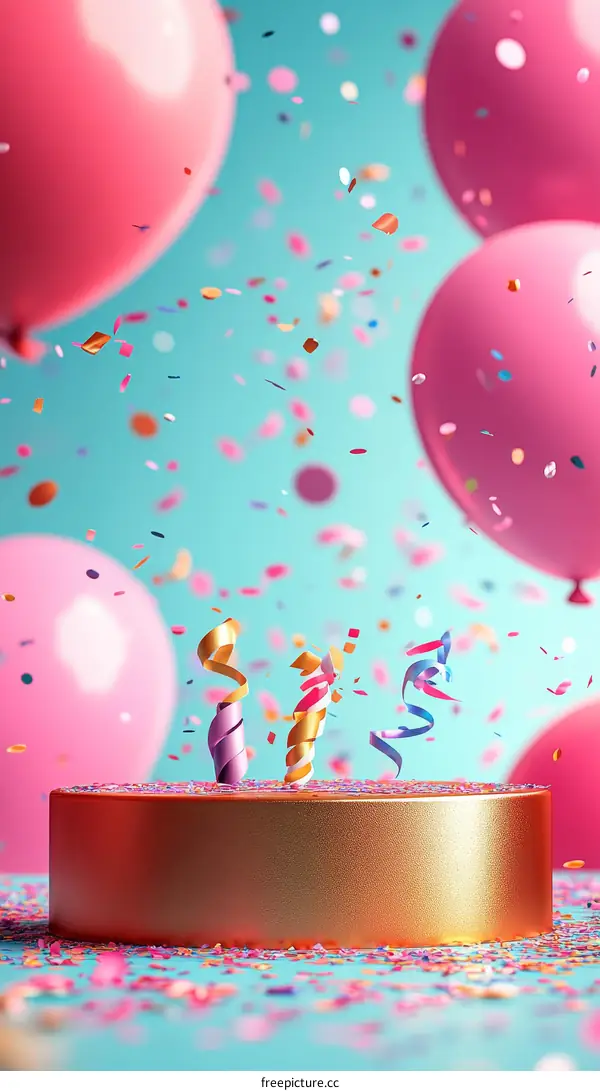 Celebration Scene with Balloons and Confetti