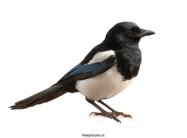 [Transparent Background PNG]Closeup of a Magpie Bird on White Background