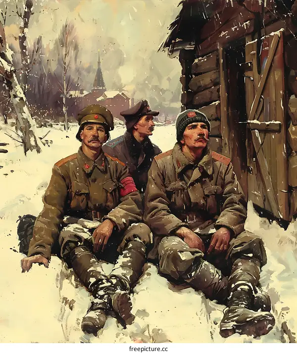 Soldiers Resting in the Snow