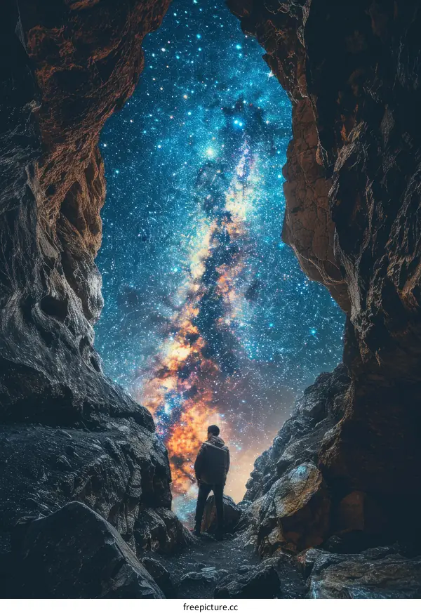 Man Gazing Up at the Milky Way