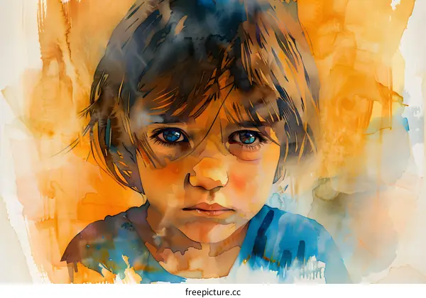 Portrait of a young girl with blue eyes