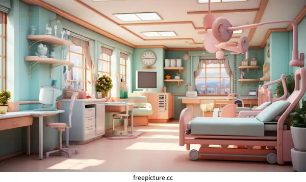 Modern Hospital Room Interior Illustration