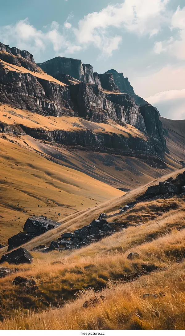 Mountain Landscape with Grassy Slope