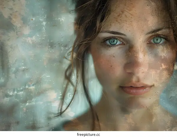 portrait of a young woman with freckles on her face