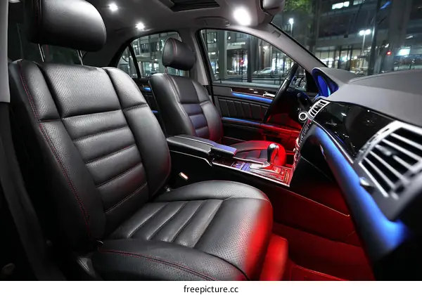 Luxury Car Interior with Stylish Leather Seats