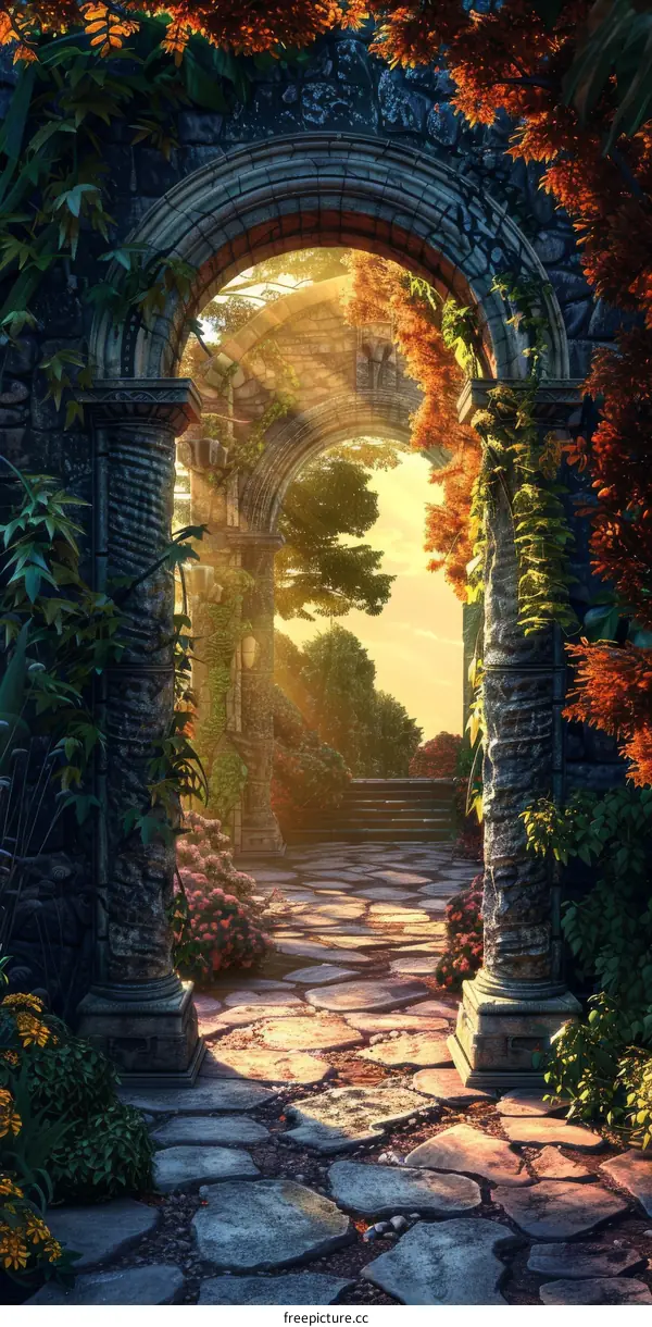Mystical Stone Archway in a Magical Forest