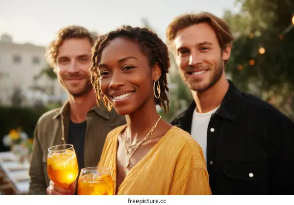 Outdoor Gathering of Friends Enjoying Drinks