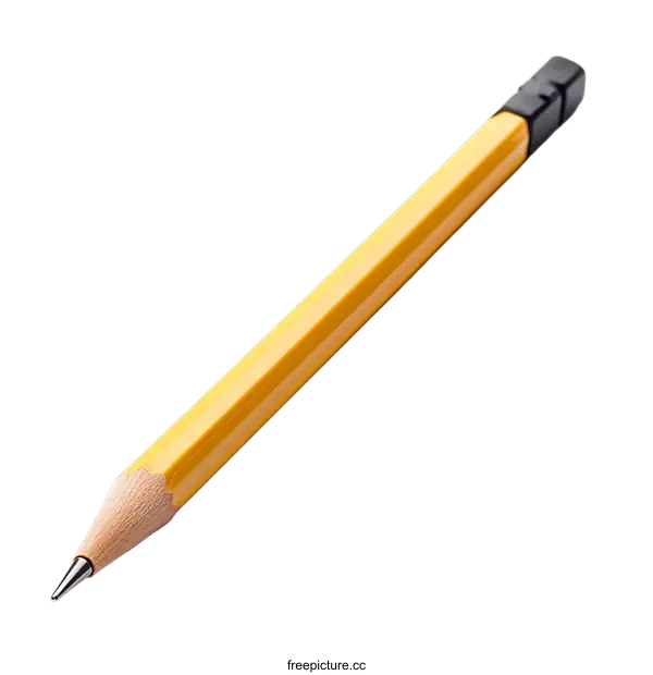 [Transparent Background PNG]Close Up of a Yellow Pencil on transparent background