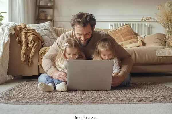 Family Bonding Over a Laptop at Home