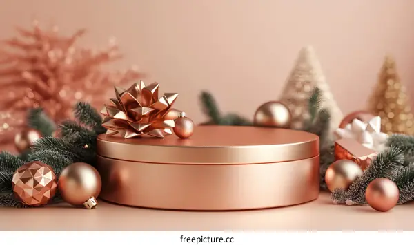 Christmas Display Podium with Decorations