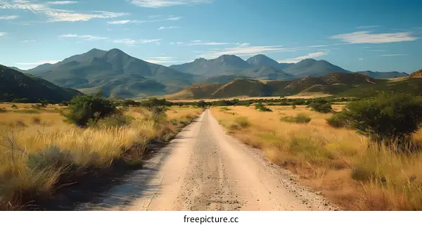 Empty Road through African Savanna