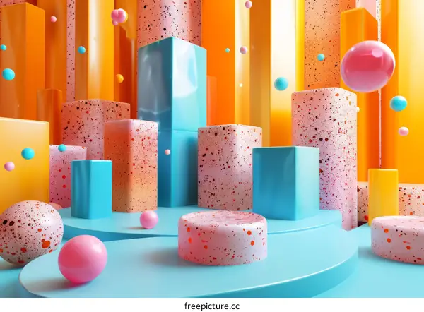 Abstract Colorful Geometric Shapes Display