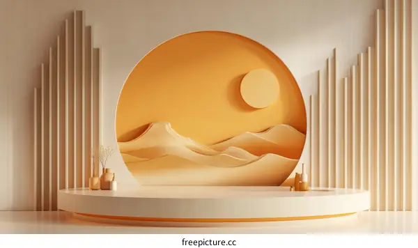 Minimalist Beige and Gold Aesthetic Display Background