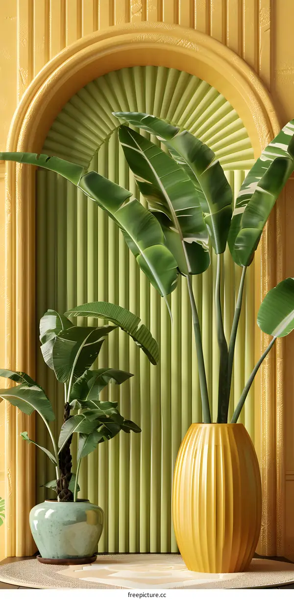 Tropical Plant Decor with Yellow and Green Color Palette