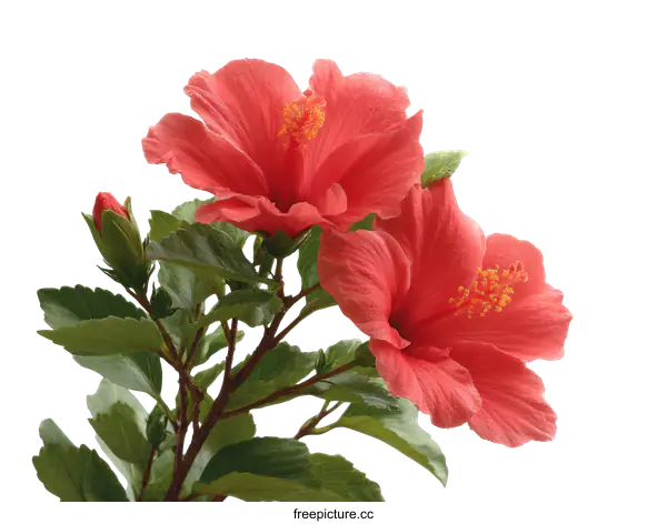 [Transparent Background PNG]Beautiful Red Hibiscus Flowers Close-up