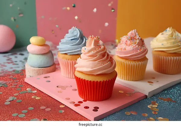 Colorful Cupcakes Dessert Display