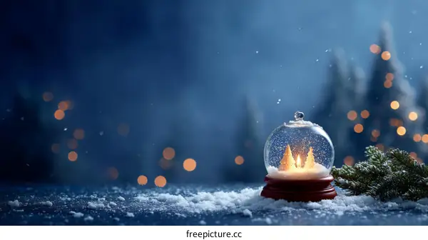 Winter Christmas Snow Globe with Festive Lights