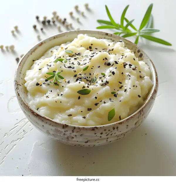 Mashed potatoes with herbs and pepper