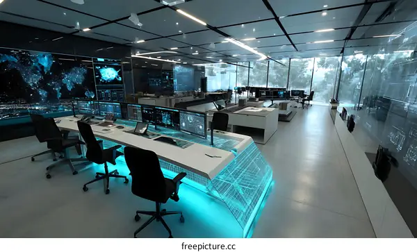 Futuristic Control Room with Advanced Technology