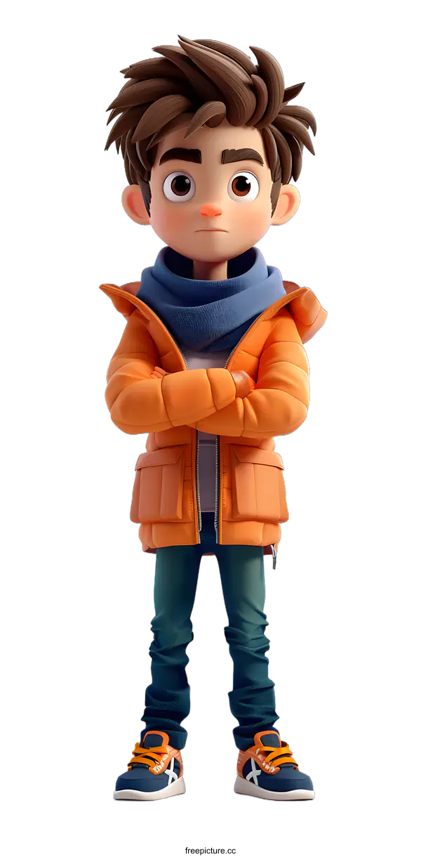 [Transparent Background PNG]Stylish Cartoon Boy in Winter Attire