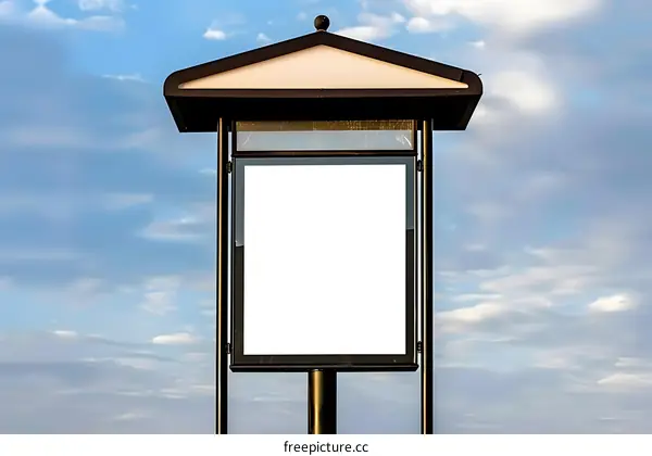 Blank White Sign Board Against Cloudy Sky