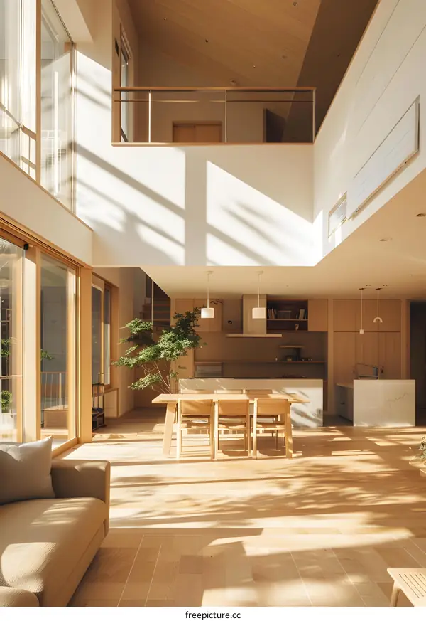Modern Minimalist Japanese Style Home Interior Design With Wooden Flooring and Natural Light
