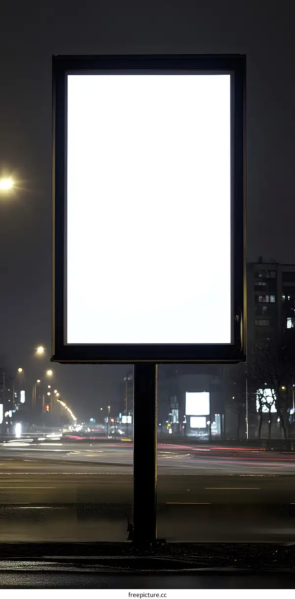 Blank Billboard Sign Mockup At Night