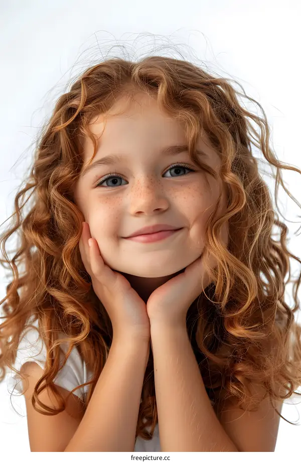 Portrait of a happy little redheaded girl