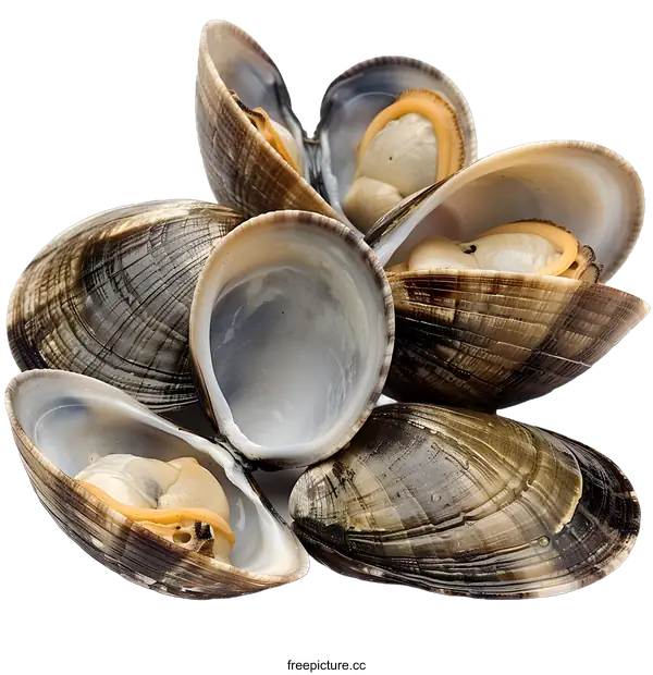 [Transparent Background PNG]Fresh clams on a white background