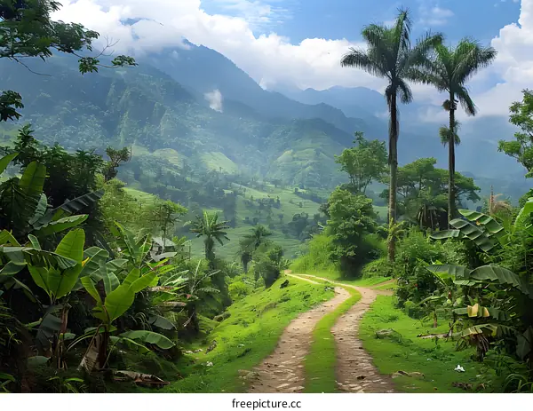 Scenic Winding Road Through Lush Green Mountain Landscape